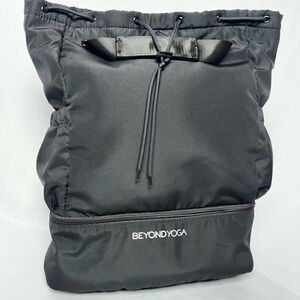 Beyond Yoga Black Drawstring Backpack Gym Yoga Bag Shoe Compartment